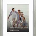 Americanflat Vintage Frames - 11x14 Picture Frame with Beaded Accents and Shatter-Resistant Glass - Use as 8x10 Frame or Display 11x14 Photos Without Mat - Heirloom Collection - Wall Display - Silver