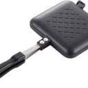Yoshikawa SJ2408 Hot Sand Maker, For Gas Fire, Crispy, Single Fluorine Processed, Tanned Grill, Total Width 5.9 x Length 13.8 x Height 1.3 inches (15 x 35 x 3.2 cm), Black, Outdoor Camping