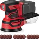 Cordless Random Orbital Sander for Milwaukee 18V Battery, Brushless 6-Speed (6000-12000 OPM), 125mm Pad, Dust Collection & 12pcs Sandpapers (#80/#120/#240) (Battery Not Included) (Red)