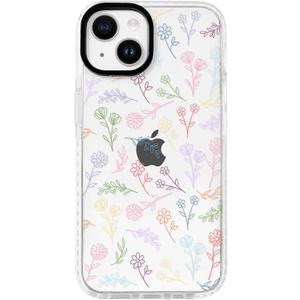 NITITOP Compatible for iPhone 15 Case Cute Flower Floral Clear for Women Girl Ultra Slim Crystal Shockproof Soft TPU Anti-Yellow Protective Phone Cover - Colorful