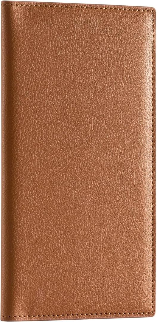 CoBak Premium Leather Checkbook Cover - RFID Blocking, Classic Design, Slim & Durable - Perfect for Personal & Business Checks (Brown)