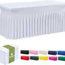 leegleri 6 Pack White Spandex Table Clothes for 6 Foot Rectangle Tables, Wrinkle Free 6ft FittedTable Cover, Spandex Table Skirt for 6FT Rectangle Tables-for Banquet Weddings Parties