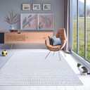 Hand-Tufted 100% Wool Area Rug – Unique Modern Geometric Grid Pattern, Soft Plush Textured Carpet for Living Room, Bedroom, Dining Room & Entryway (Blue,Ivory, 3' x 5')