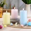 Hiboom 3 Pcs Flameless Candles LED Flameless Pillar Candles Real Wax Multicolor Fake Battery Operated Wedding Decor, H 3.94" 4.92" 5.91" x D 2.95"(Pink, Blue, Yellow)