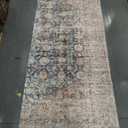 Vintage Living Room Rug, 7x9 Area Rug Large Washable Rugs for Bedroom, Soft Dining Room Carpet Non-Slip Non-Shedding Throw Rug for Farmhouse Indoor Kids Playroom (Teal/Antique 7x9)