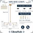 GlowHub Glass Globe Chandelier, Modern Brass Gold Pendant Light with Milk White Glass Shades, Sputnik Chandelier 5-Light Hanging Ceiling Light Fixture for Dining Room Kitchen Foyer, 30 Inches Wide