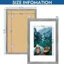 Hongkee 11x17 Picture Frame Set of 4, 11 x 17 Grey Wood Style(Mat 8x12), 11X17 in
