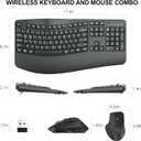 Wireless Keyboard and Mouse Combo, 2.4G Full Size Wave Keys Ergonomic Keyboard with Wrist Rest and 3-Level DPI Adjustable Wireless Ergonomic Mouse for Windows, Mac OS Desktop/Laptop/PC(Graphite)