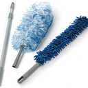 O-Cedar Dual-Action Microfiber Duster Set w/Telescopic Handle | Long, Adjustable Handle Extends 24-49" | Includes Microfiber & Chenille Duster Heads (3 Piece Set)