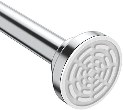 Ausemku Shower Curtain Rod Tension - 26-76 Inch Never Rust Non-Slip Spring Tension Curtain Rod No Drilling Stainless Steel Curtain Rod Use Bathroom Kitchen（Silver）