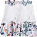 Newborn Sleep Sack Baby Swaddle,3-Way Adjustable Wearable Blanket,100% Rayon Cotton Swaddling Sleeping Bag (Rabbit&Rocks, 3-6 Months)