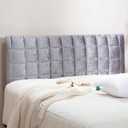 Headboard Cover Bed - Thickened Soft Stretch Slipcover Flannel Fabric, Elastic Bottom Hold & Side Pockets, Dust-Proof Protector for Upholstered Bed (71 * 28inch, Dark Gray)
