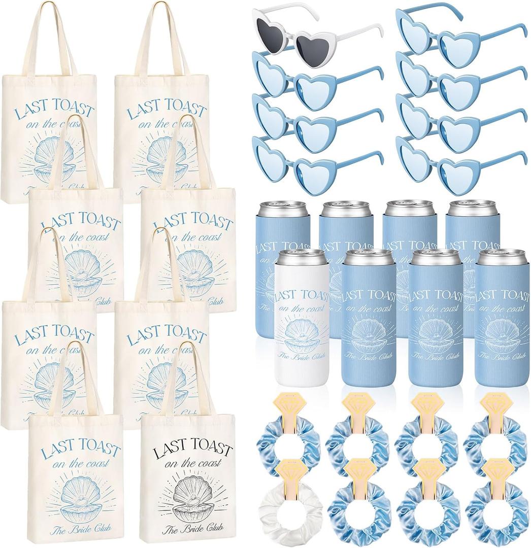 32 Pack Bachelorette Beach Party Favor Bridesmaid Gift Bag Last Toast on Coast Bachelorette Camp Bach Club Party(Last Toast on the Coast)