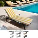Lounge Chair Cushions Set of 2 for Outdoor Furniture 74x21x2.7 inch Premium Outdoor Chaise Lounge Cushions (Yellow+White Stripes), Standard