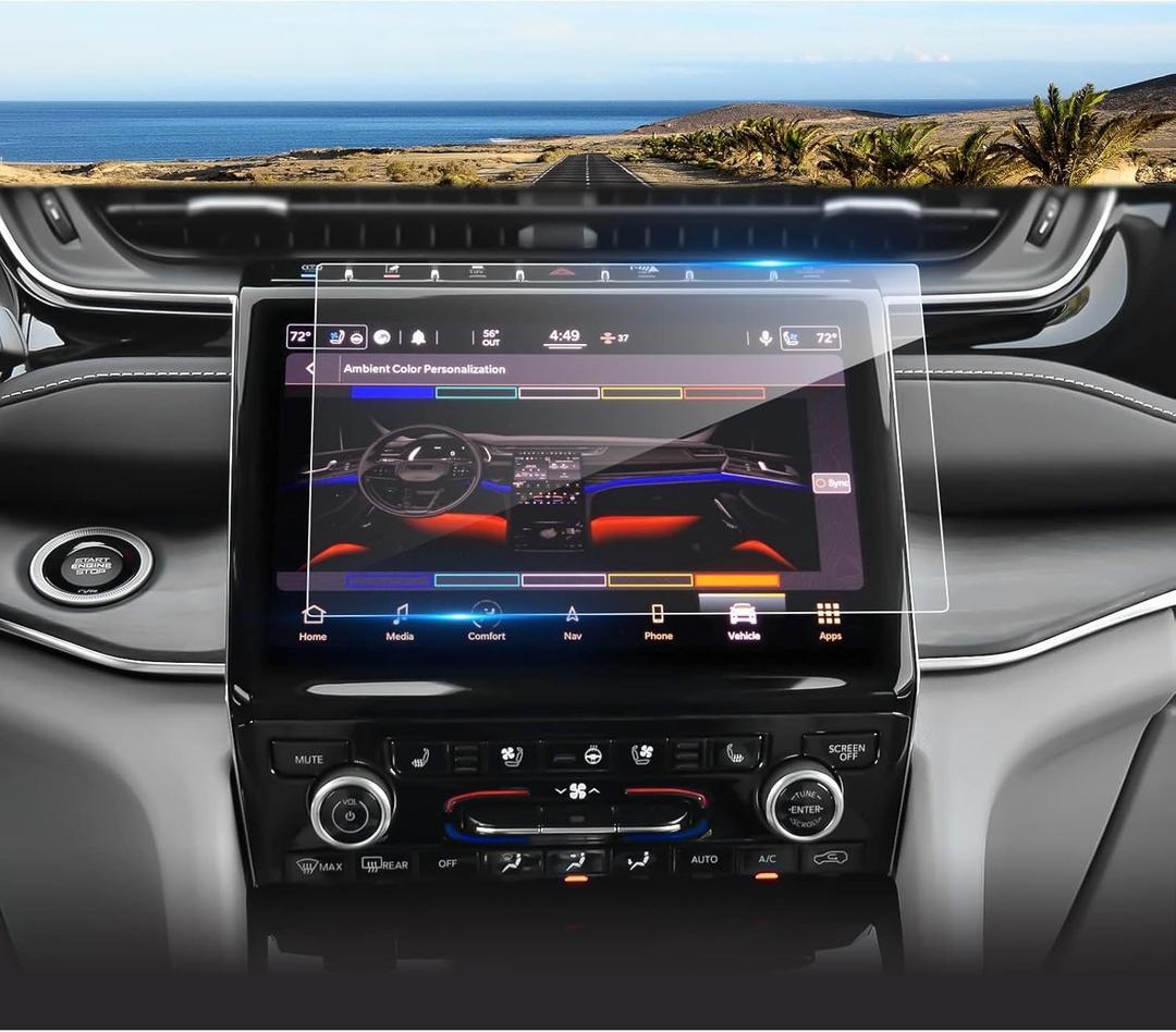 2021-2025 Grand Cherokee L Screen Protector, Uconnect 5 10.1Inch Grand Cherokee L (Limited/Overland/Summit/Summit Reserve), 9H Tempered Glass 2023 2024 2025 Grand Cherokee L Accessories 10.1"