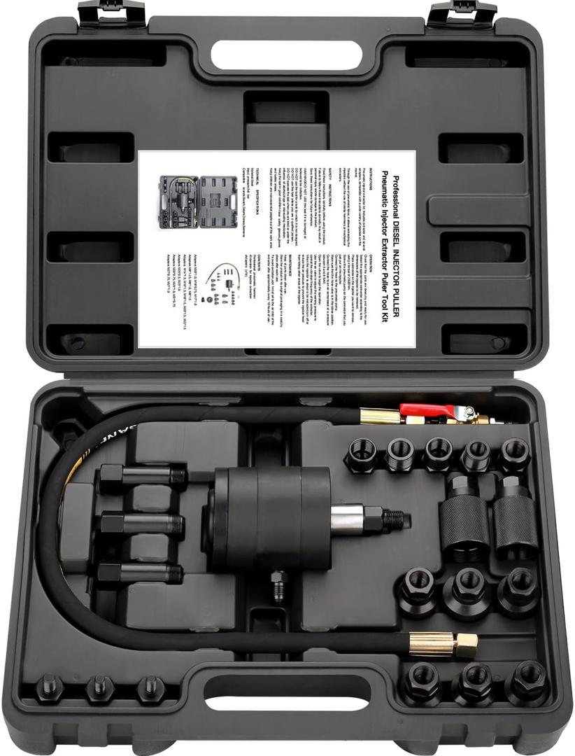 Pneumatic Injector Puller Set Compatible with Diesel Engines 23 PCS Air Vibration Injector Removal Tool Kit