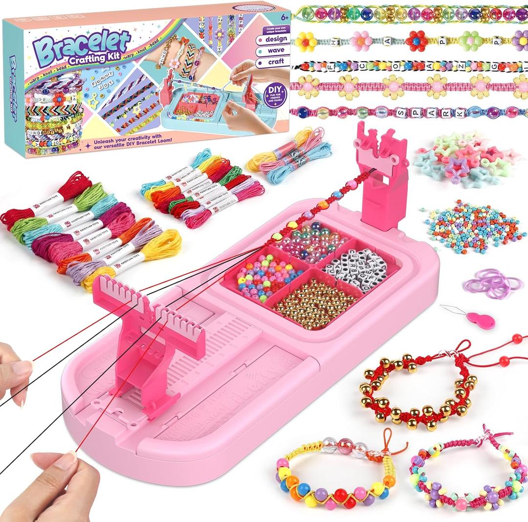 Friendship Bracelet Making Kit for Girls Ages 8-12, DIY Arts and Crafts Loom Bracelet Maker for Kids, Jewelry Making Kit with Beads String, Christmas Birthday Gifts for Girls 6 7 8 9 10 11 12 Year old