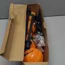 Halloween Pathway Lights, Set of 4 Halloween Pumpkin Stake Lights with 5 C7 LED Light Bulbs(1 Spare), Connectable Pumpkin Light for Path Walkway Driveway Garden Decorations (Orange Smiley Pumpkin)