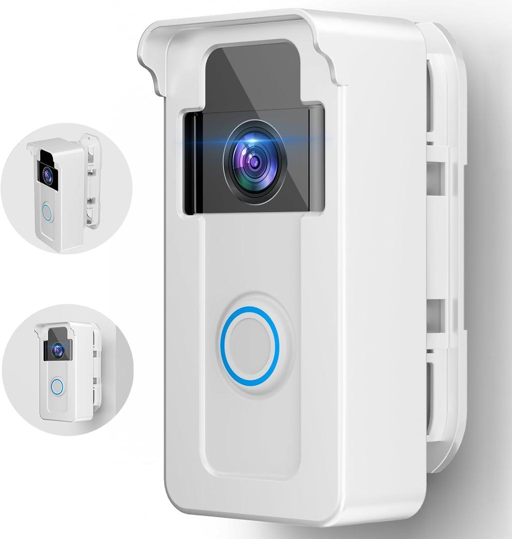 Anti-Theft Doorbell Angle Mount Compatible with Ring/Blink Video Doorbell 1 2 3 Plus 4 Pro 2, Outdoor Camera Mount Holder 45-135 Degree Adjustable, Doorbell Door Mount for Apartments, White