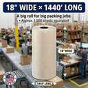 BOX USA Packing Paper Roll 1440'L x 18"W - 1,000 Sheets 17 Long Equivalent - Large White Newsprint for Shipping, Packaging, Storage and Moving Supplies