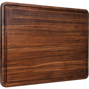 AZRHOM XL Large Walnut Wood Cutting Board for Kitchen 20x15 (Gift Box) with Juice Groove Handles Non-slip Mats Thick Reversible Butcher Block Chopping Board (20"L x 15"W)