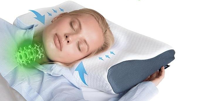 Derila Cervical Queen Size Pillow for Sleeping - Support Pillow for Side, Back, Stomach Sleepers - Contour Best Bed Pillows for Sleeping (1 Pillow | White)