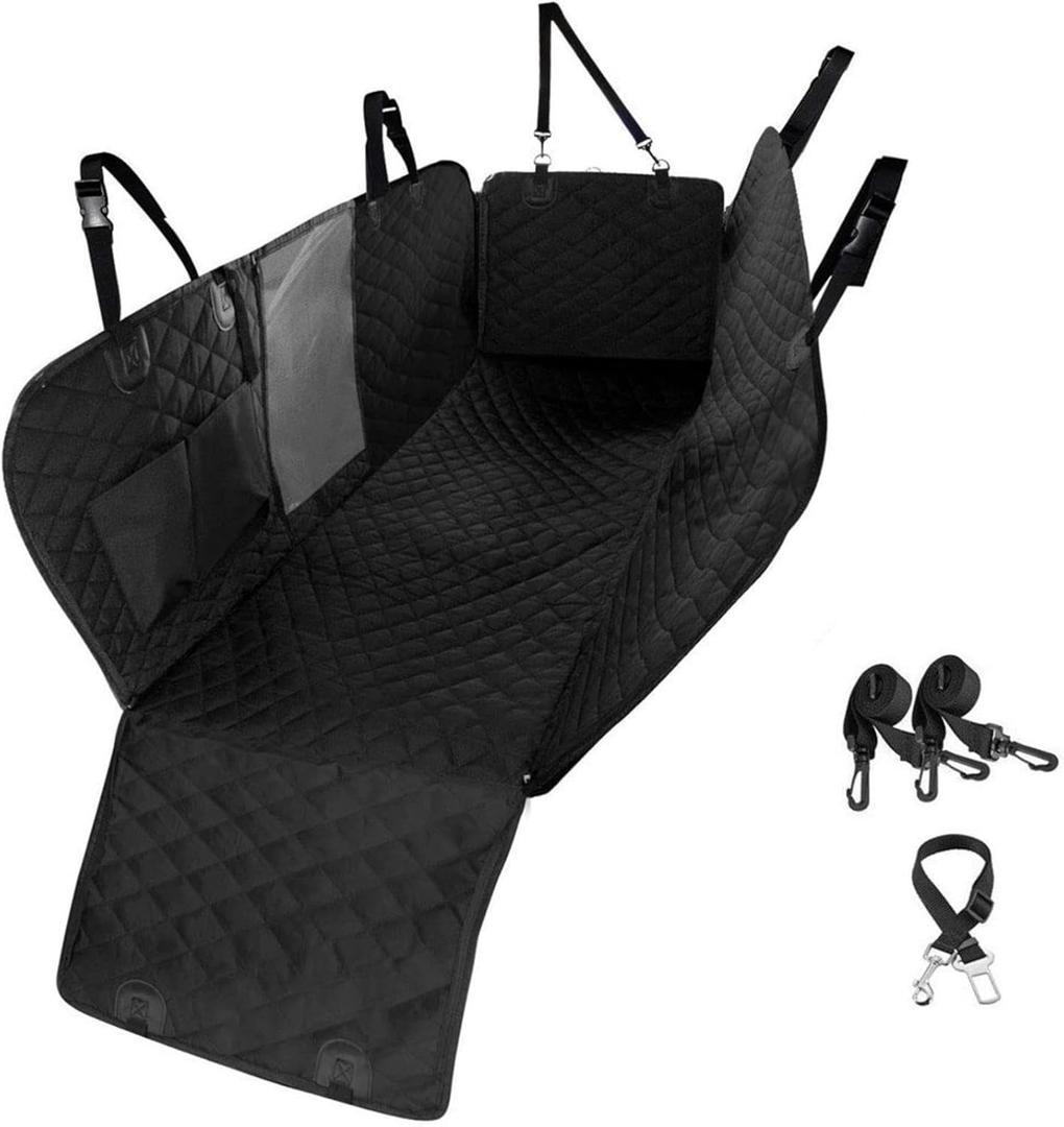 NIBHZ Car Pet Mat Dog Car Seat Cover with Mesh Visible Window Storage Bag Waterproof and Scratch-Resistant Hammock, A