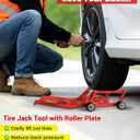 Foldable Tire Jack Tool with Roller Plate, Tire Lifter Lifting Tool | Effortless Tire Jack Disassembly Tool for Car, SUV, Large Off-Road Trucks, Mobile Passenger Cars and Vehicles