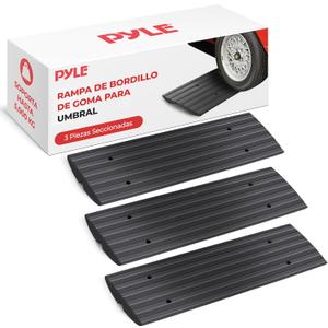 Pyle Car Driveway Adjustable Curb Ramps - 3 Pack Heavy Duty Rubber Threshold Ramp Kit Set -For Loading Dock, Garage, Sidewalk, Truck, Scooter, Bike, Motorcycle & Wheelchair Mobility- PCRBDR23