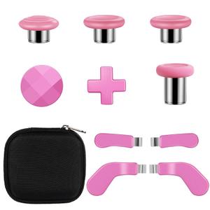 Metal Thumbsticks for Xbox One Elite Series 2, Component Pack Includes 4 Swap Magnetic Joysticks, 4 Paddles, 1 Standard D-Pads Elite Series 2 Core Controller Parts (Hot Pink)