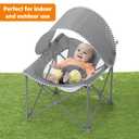 Bright Starts Pop 'N Chill Baby Chair Travel Seat, Indoor/Outdoor Use, Infant Seat with UPF 50+ Canopy, Grey, Ages 0-6 Months