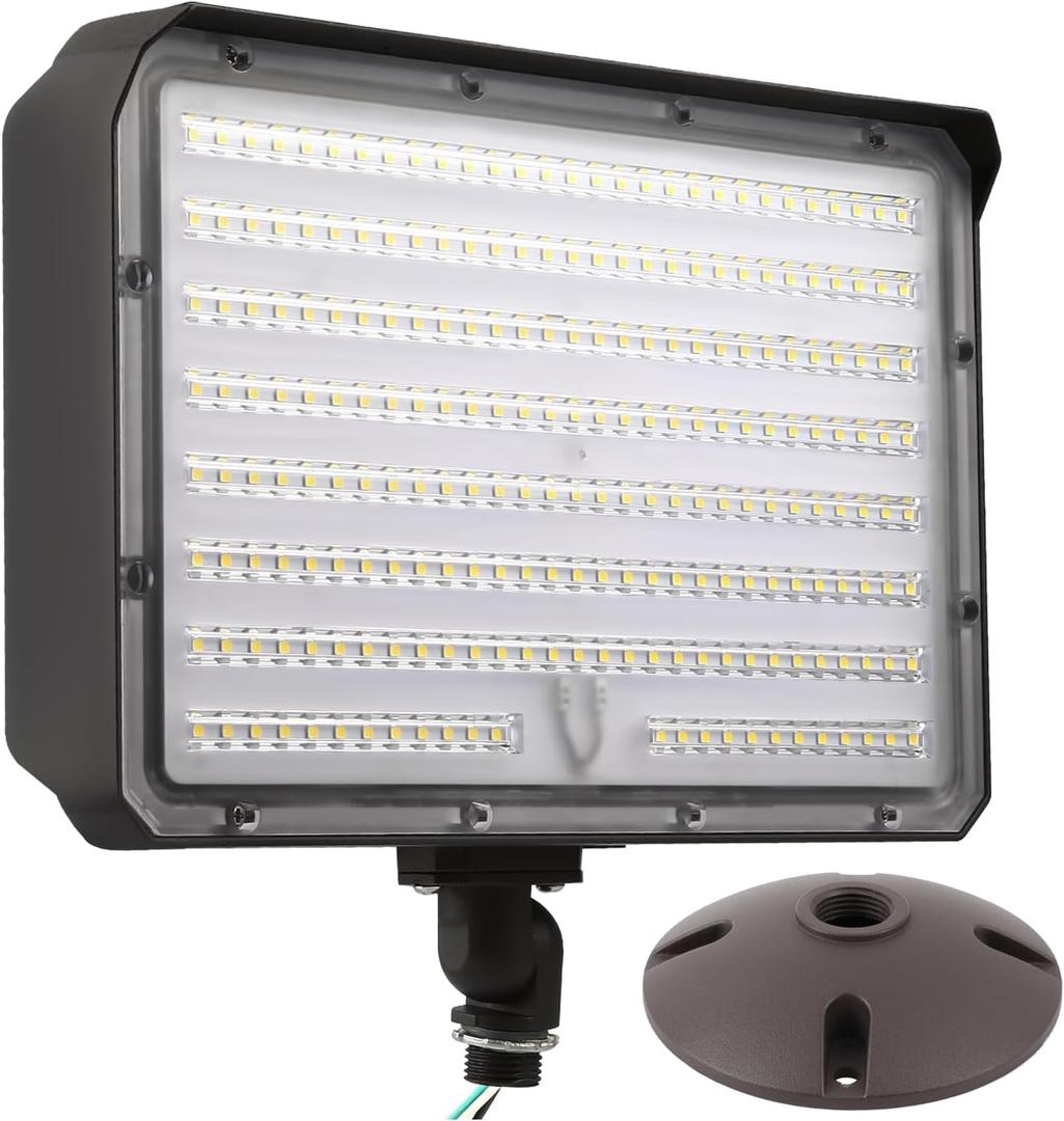 180W Outdoor LED Flood Light Dusk to Dawn with Knuckle, 25200LM 1500W Equivalent, 100-277V 5000K Daylight, ETL Commercial LED Flood Light Fixture, Outdoor Security Lighting for Landscape/Parking Lot