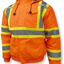 Radians SJ11QX Class 3 X-Back High Visibility Quilted Bomber Jacket with Hood - Hi Vis Orange - 3XL