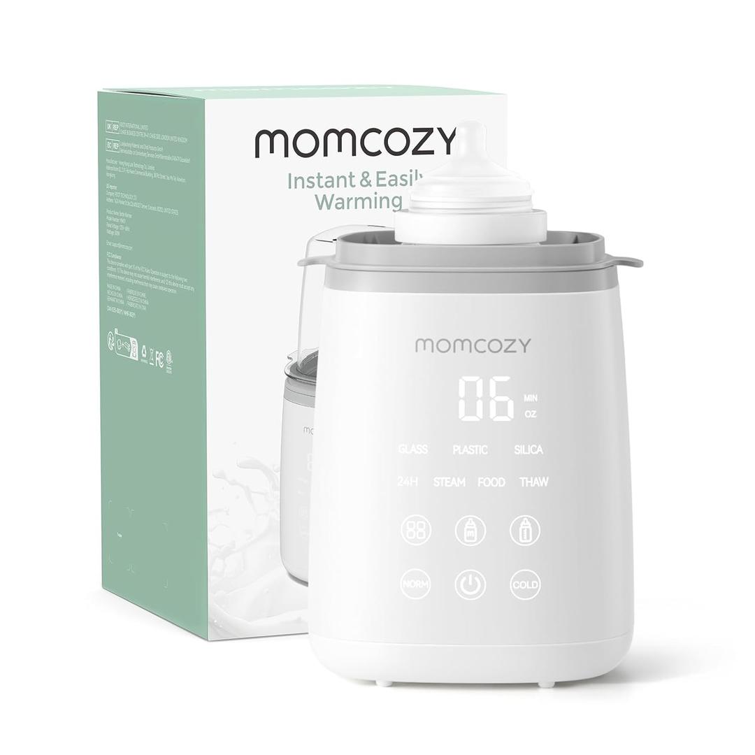 Momcozy Bottle Warmer, Fast Bottle Warmers for All Bottles with Timer, Accurate Temperature Control and Automatic Shut-Off, No Lid Required for Heating, White-Gray