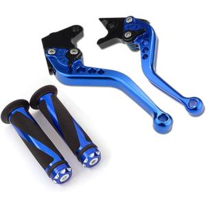 Krace Motorcycle Clutch Brake Levers Set Fit For Yamaha YFM 700R Raptor 700 2008 2009 2010 2011 2012 2013 2014 2015 2016 2017 2018 Adjustable w. 7/8" 22mm Rubber Handlebar Hand Grips (Blue)