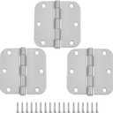Ball Bearing Door Hinges, 3.5 inch 3 Pack Stainless Steel Door Hinge Bearing 5/8''Radius Corner, Smooth and Quiet Heavy Duty Commercial Grade Exterior Interior Outdoor, Non Removable Pin, Brushed