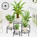 5-Pack Metal Plant Table Stand for 7-12 Inch Trays, Heavy Duty Flower Pot Stands for Multiple Plant, Anti-Rust Iron Plant Pot Shelf, Decorative Plant Racks for Indoor & Outdoor(BlackS)