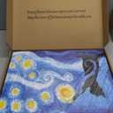 3Pcs Framed Black Cat Starry Night Canvas Wall Art Animals in Famous Paintings Prints Gallery Wrap Vintage Poster Home Decor Picture Modern Abstract Art 12x16 Inch