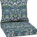 Arden Outdoor Deep Seat Cushion Set, 22 in x 24 in, Weather-Proof, Rain-Proof, Fade Resistant Patio Cushion 22 x 24, Sapphire Aurora Blue Damask