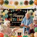 Vlipoeasn Retirement Decorations for Men Women, Colorful Vintage Retirement Party Set with Backdrop Banner Honeycomb Centerpieces Hanging Swirls, Office Retired Farewell Decor