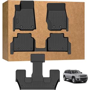 Floor Mats for Jeep Grand Cherokee L 2021-2025 6 Seats | TPE Waterproof Non-Slip All Weather Protection Custom