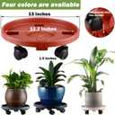 5 Packs Large Plant Caddy with Wheels 13" Rolling Wheeled Plant Stands Heavy-duty Plastic Flower Pot Roller Base Movers Indoor Outdoor Planter Dolly with Casters Trolley, Red