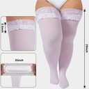 Neoviancia Plus Size Thigh High Stockings Women Sheer Lace Top Stay Up Pantyhose 55D Lingerie Thigh Highs (White, S)