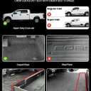 IKABEVEM Carbon Fiber Pattern Floor Mats Fit for Ford F250 F350 F450 F550 2017-2026 SuperDuty Crew Cab Carpet Floor Rear with Under-Seat Fold-Flat Storage All Weather TPE Car Mats 1st & 2nd Row Grey