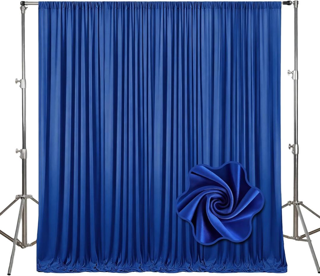 10Ft x 7Ft Deep Blue Backdrop Curtains for Parties, Polyester Fabric Backdrop Drapes with Rod Pockets for Weddings, Birthday, Halloween, Photography, Christmas Party Background Curtain, 2 Panels