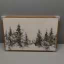 VIYYIEA Framed Canvas Wall Art, Large Vintage Christmas Picture Decor Indoor, 16x24in, Retro Winter Pine Forest Painting Artwork For Living Dining Room Hallway Fireplace, Holiday Decorations