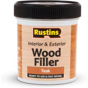 Rustins AWOOT250 Acrylic Wood Filler, Teak, 400g- Multi-Purpose Wood Repair Compound for Cracks, Gaps, & Surface Imperfections Quick-Drying, Sandable, & Paintable for Interior & Exterior Use