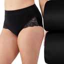 Bali Women's Breathe Lace Shaping Brief, Breathable Modal Firm Control Shapewear Panty, 2-Pack (X-Large, Black Lace/Black Lace)