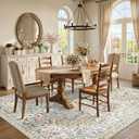 Living Room Area Rug 8x10: Vintage Floral Area Rug - Machine Washable Non Slip Low Pile Foldable Area Rugs - Family Room Dining Room Farmhouse Indoor Carpet - 8'x10' Beige