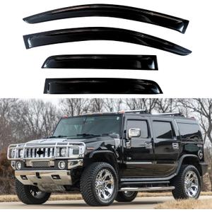 KPY Window Visors Compatible with Hummer H2 2003-2009, 4PC Rain Guard Side Vent Deflectors Tape-On Style, 2003 2004 2005 2006 2007 2008 2009